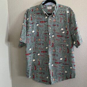 Vintage Bugle Boy Shirt Men’s Large Golf Button Up Fore! Golfer Club Tee Sports